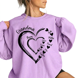 Sudadera de cuello redondo para mujer con logo personalizado al por mayor, estampado de corazón con nombre personalizado, top informal de mezcla de algodón de talla grande - Product Image 2