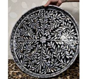 Ensemble de plateaux de service élégants en nacre de coquillage Capiz, artisanat moderne décoratif - Product Image 2