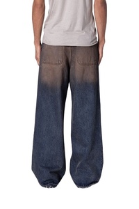 Jean en denim 100% Coton pour homme, taille mi-haute, coupe ample, style streetwear décontracté vintage, jambe large, effet vieilli rouille, tendance et personnalisé - Product Image 3