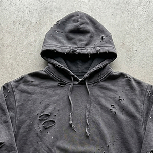 Vintage Wash Distress Hoodie <b>Men</b> Winter Streetwear Distress Hoodie <b>Men's</b> <b>Pullover</b> Distressed Hoodie <b>Men</b> - Product Image 2