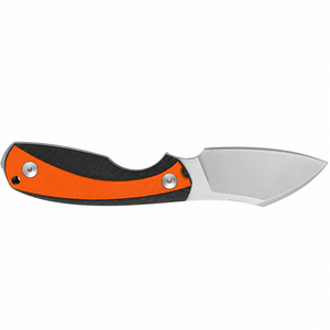 Cuchillos de desollar para exteriores con mango contorneado naranja y negro, hoja satinada de perfil ancho, protector de dedos y ojal para cordón, para trabajos de campo - Product Image 5