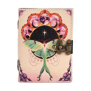 Diario de cuero hecho a mano con estampado de mariposa lunar, Grimoire, Libro de hechizos, Diario encuadernado, Papel con borde deshilachado, Vintage, Año Nuevo Chino, Pascua - Product Image 1