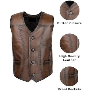 Chalecos de cuero para motocicleta, de piel auténtica de vaca, hechos en Pakistán, elegantes y transpirables, para venta en línea. - Product Image 1