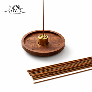 Oval Wooden and Metal Incense Holder with Brass Ball <b>Stick</b> Support Ash Catcher Tray Modern Decorative Home Fragrance Stand - Product Image 6