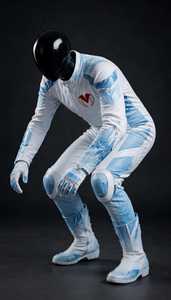 Mono de Motociclismo para Hombre, Color Blanco y Verde Azulado, Bloques de Color, Nailon, para Todas las Estaciones, Manga Larga, de una Pieza - Product Image 4