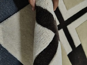 Alfombra Moderna Beige Marrón con Diseño Geométrico, Hecha a Mano con Lana Suave, Alfombra de Lujo para Sala de Estar, Dormitorio, Oficina, Decoración de Piso - Product Image 4