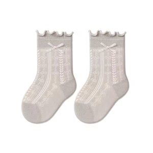Calcetines de punto con volantes para bebés recién nacidas, calcetines de malla hasta el tobillo, de color liso, finos, para vestir. - Product Image 3