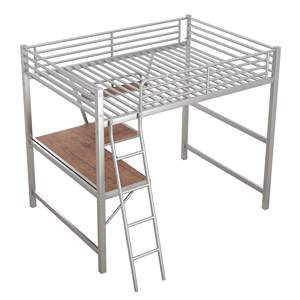 Cama de tamaño completo Loft de metal y MDF con escritorio y estante Camas de metal Categoría de producto - Product Image 4