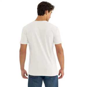 Camiseta Blanca para Hombre, Manga Corta, Cuello Redondo, Corte Regular, Informal, Tela de Algodón, Color Sólido, Transpirable, Logotipo Personalizado en la Parte Delantera - Product Image 3