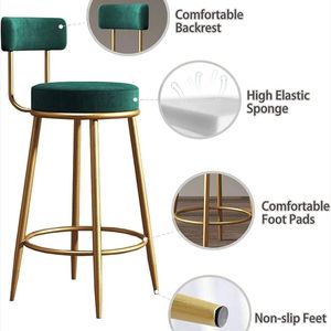 Tabouret de bar moderne de luxe contemporain, revêtement en tissu doux, structure en acier inoxydable durable pour usage domestique, bar et commercial - Product Image 6