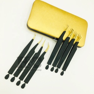 Pinzas mejor clasificadas Pinzas de extensión de pestañas de acero inoxidable Logotipo personalizado Diseño de calavera Punta de volumen de fibra Logotipo de visón sostenible - Product Image 5