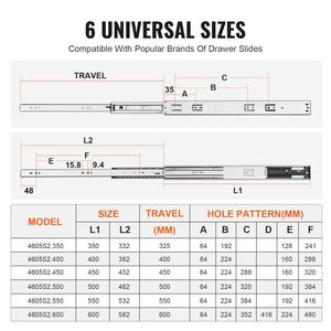 10 Paia di Guide per Cassetti in Acciaio da 18 Pollici, Estensione Completa, Montaggio Laterale, Chiusura Morbida e Silenziosa - Product Image 5