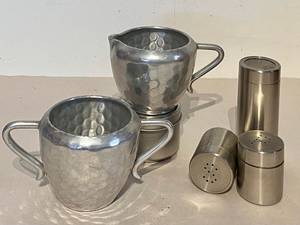 Ensemble sucrier et crémier en métal martelé - Product Image 3