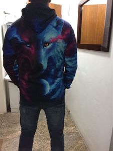 Sweat à capuche ample et tendance en polyester 100 % à séchage rapide, avec impression numérique 3D personnalisée de personnage Woolf, idéal pour l'automne – Vente en gros - Product Image 3