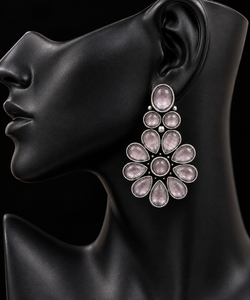 Boucles d'oreilles clous fleur tendance en pierre lavande pâle pour femme, bijoux fantaisie, vente en gros - Product Image 4