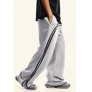 Oversized Track Wide Leg Flare Stacked Sweatpants Men's <b>Elastic</b> Waist 100% Cotton Waterproof Breathable Custom Wash - Product Image 4