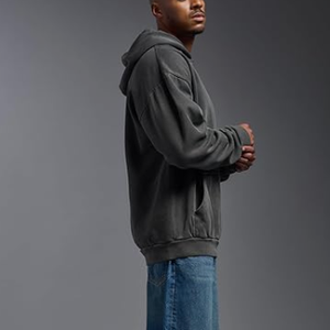 Sudadera con Capucha para Hombre, Corte Regular, Terciopelo Grueso, Color Sólido, para Invierno - Product Image 4