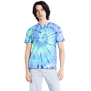 Camisetas de algodón transpirables, informales, lisas, con efecto tie-dye, de manga corta y tejido de punto. - Product Image 1