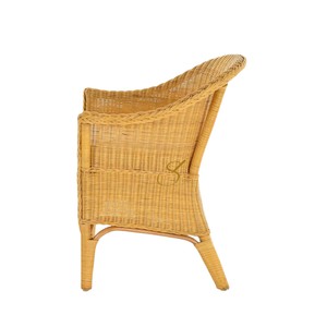 Artistic Curved Rattan <b>Dining</b> Chair High Back Single Accent <b>Armchair</b> Handcrafted Rattan Furniture for Creative Interior Design - Product Image 4
