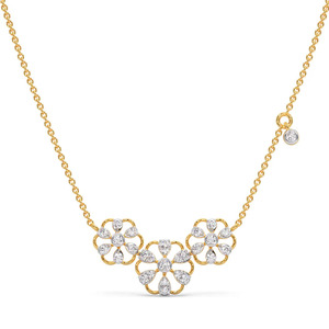 Triple Floral Cluster Diamond Necklace with Open Petal <b>Frames</b> and Elegant <b>Graduated</b> Blossom Design - Product Image 1