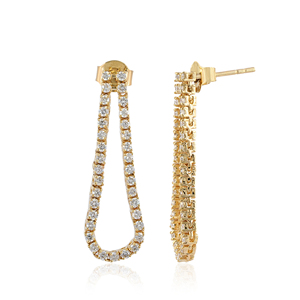 1.05 Carat Lab Grown <b>Diamond</b> Drop <b>Earrings</b> 14K Solid Yellow Gold Teardrop <b>Dangle</b> <b>Earrings</b> for Women Fine Jewelry - Product Image 3