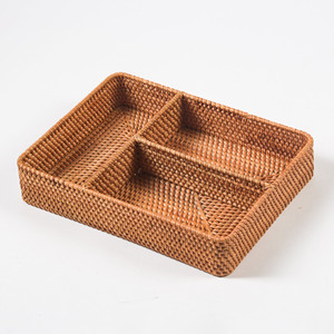 Bandeja de mimbre para cubiertos, organizador de utensilios con compartimentos para cajones. - Product Image 3