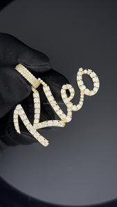 Colgante con nombre personalizado, collar con colgante chapado en oro y rosa, colgante con nombre de moissanita para hombre, joyería de hip hop - Product Image 4