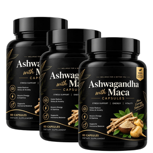 Ashwagandha à base de plantes avec capsules de Maca, 60 unités, adapté au bien-être quotidien, favorisant l'énergie naturelle et la vitalité quotidienne - Product Image 1