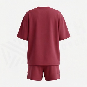Women's 2 Piece <b>Knitted</b> <b>Set</b> Short Sleeve T Shirt and Above Knee Shorts Loose Fit Crew Neck Solid Color Geometric Print Casual - Product Image 2