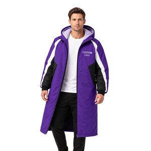Best Selling Custom logo Printed Swim Parka Waterproof Hooded Long Coat Thermal Lined Changing Robe for Swimmers - Product Image 1