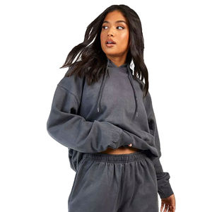 Ensemble de survêtement en coton pour femmes, idéal pour l'entraînement hivernal, confortable, durable, service OEM, sport décontracté, deux pièces, respectueux de l'environnement - Product Image 2