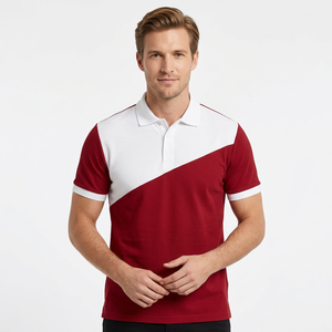 Men's Short Sleeve Solid Color Blocked for Shirt Knitted Regular Fit Casual Breathable 50% Cotton/50% Polyester 220 Grams - Product Image 3