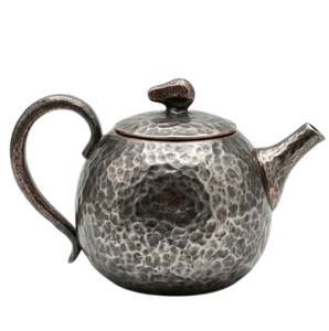 Théière en métal martelé à la main avec couvercle, finition argentée, théière traditionnelle, service de thé arabe complexe - Product Image 5