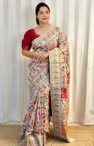 Sari traditionnel en coton pur Kanjivaram imprimé - Product Image 3