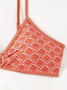 Retro Orange Geometric bikini sets Wholesale OEM B2B custom private label manufacturing with low MOQ for global fashion brands. - Product Image 5