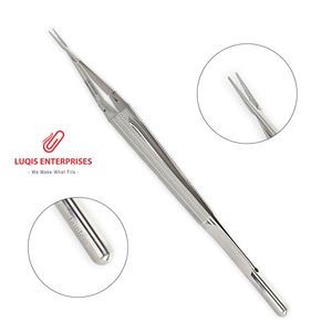 Porte-aiguilles micro à double action, manche rond, surface diamantée, instrument chirurgical en acier inoxydable, outil réutilisable - Product Image 1