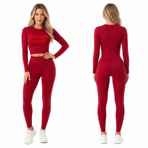 Conjunto Deportivo de 2 Piezas para Mujer, Top Corto de Manga Larga y Leggings de Cintura Alta para Yoga y Gimnasio, 2026 - Product Image 2
