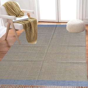 Elegante 4x6 pies Handloom yute moderno Dhurrie alfombra con patrones de color sólido antibacterias y Reversible para la decoración del piso del hogar - Product Image 1