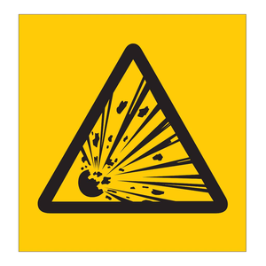 Etiquetas de Símbolos de Explosivos de Alta Visibilidad Brady, Resistentes al Calor y a Químicos, Autoadhesivas, Impresas con UV para Marcado de Riesgos Industriales - Product Image 1