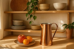 Copper Water <b>Jug</b> 1.5L Stainless Steel Inner Minimalist Design Durable Pitcher for <b>Drinks</b> Party Use - Product Image 5