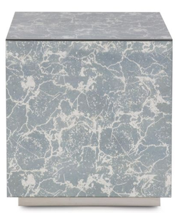 Mesa Consola Moderna con Aspecto de Mármol, Mesa Auxiliar Cuadrada, Mesa Decorativa con Acentos de Piedra Tallada para Sala de Estar - Product Image 1