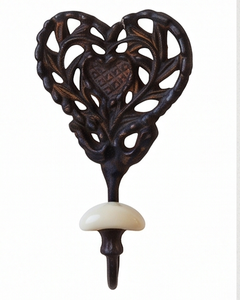 Antique Metal Heart Wall <b>Hook</b> With Ivory Tip <b>Decorative</b> <b>Coat</b> <b>Hook</b> For Home Use Elegant Wall Accent - Product Image 3