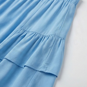 Mini-jupe trapèze bleu clair pour femme, taille élastique, volants en mousseline, style doux, tenue décontractée d'été - Product Image 5