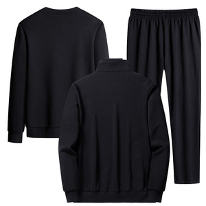 Conjunto Deportivo Azul Marino para Hombre con Chaqueta con Cremallera, Sudadera de Cuello Redondo y Pantalones Deportivos, Estilo Casual de Otoño, Color Sólido - Product Image 3