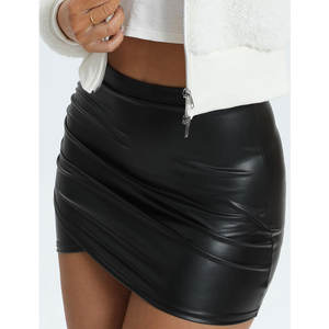 Jupe mini en similicuir noir de qualité supérieure pour femme, taille haute, OEM ODM, personnalisable en usine, vente en gros 2026 - Product Image 3
