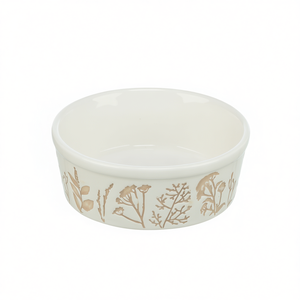 Ciotola in Ceramica per Animali Domestici 0,3 L Bianco Taupe con Design Floreale per Piccoli Animali - Product Image 3
