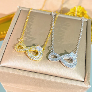 สร้อยคอรูปสัญลักษณ์ ทำจากสแตนเลส 304 ชุบทอง 0.03µm พร้อมประดับเพทายบนสายเคเบิล - Product Image 2