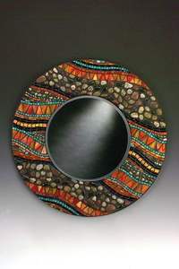 <b>Rustic</b> Decorative Frameless 3D Rectangular Silver Glass Mosaic and Octagon Panels <b>Large</b> Wall <b>Mirror</b> for Home - Product Image 6