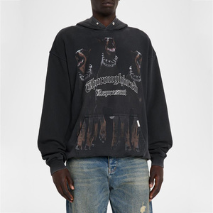 Sweat-shirt à capuche graphique pour homme en molleton de coton avec impression personnalisée effet délavé, style streetwear, fabricant, fournisseur, OEM - Product Image 1