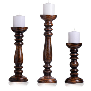 Custom Factory Supplier Wooden <b>Candle</b> <b>Pillar</b> <b>Holder</b> Set of 3 Pieces Made of Mango <b>Wood</b> <b>Candle</b> Stand for Farmhouse Decoration - Product Image 2